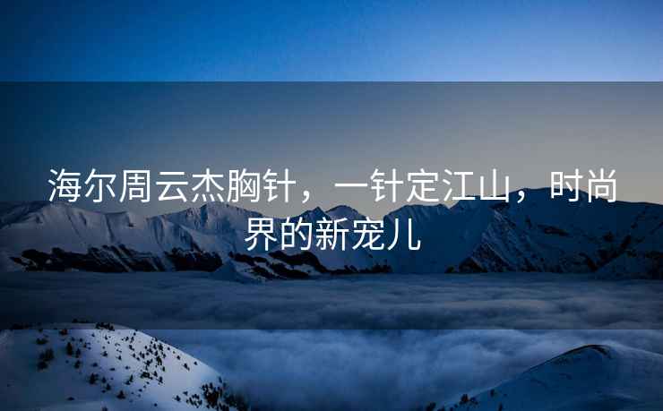 海爾周云杰胸針，一針定江山，時尚界的新寵兒
