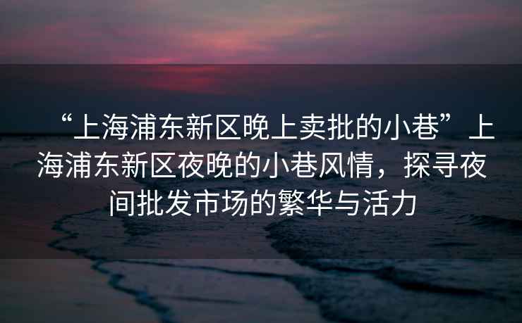“上海浦東新區(qū)晚上賣批的小巷”上海浦東新區(qū)夜晚的小巷風(fēng)情，探尋夜間批發(fā)市場的繁華與活力