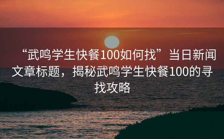 “武鳴學(xué)生快餐100如何找”當(dāng)日新聞文章標(biāo)題，揭秘武鳴學(xué)生快餐100的尋找攻略