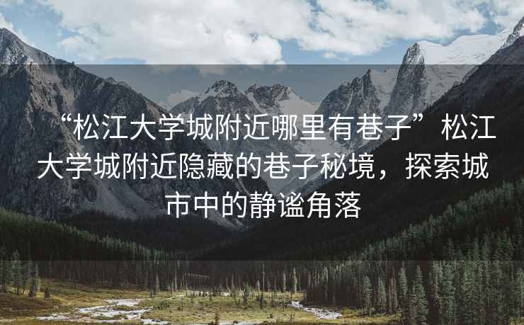 “松江大學(xué)城附近哪里有巷子”松江大學(xué)城附近隱藏的巷子秘境，探索城市中的靜謐角落