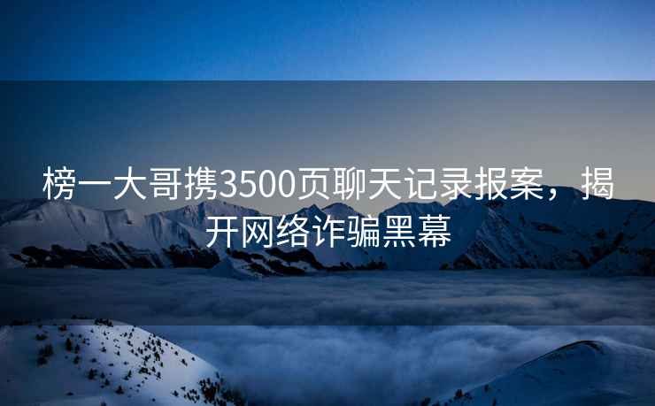 榜一大哥攜3500頁聊天記錄報(bào)案，揭開網(wǎng)絡(luò)詐騙黑幕