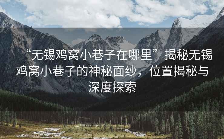 “無錫雞窩小巷子在哪里”揭秘?zé)o錫雞窩小巷子的神秘面紗，位置揭秘與深度探索