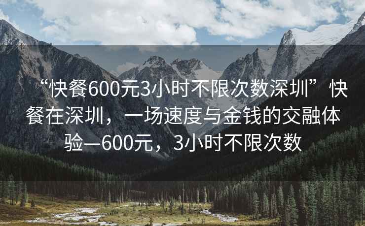 “快餐600元3小時(shí)不限次數(shù)深圳”快餐在深圳，一場(chǎng)速度與金錢的交融體驗(yàn)—600元，3小時(shí)不限次數(shù)