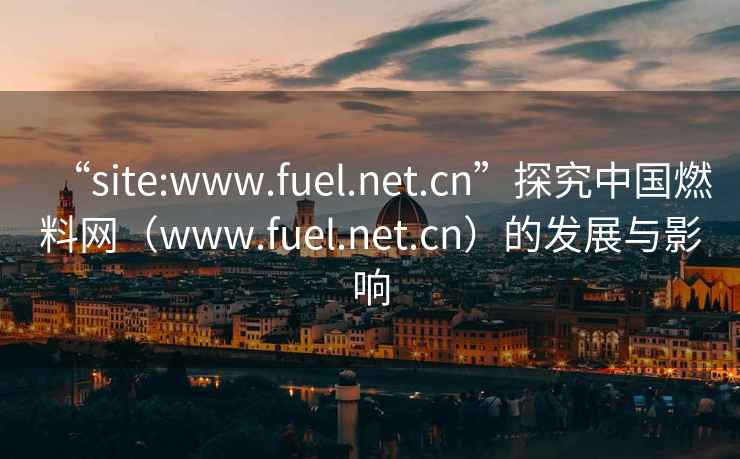 “site:www.fuel.net.cn”探究中國燃料網(wǎng)（www.fuel.net.cn）的發(fā)展與影響
