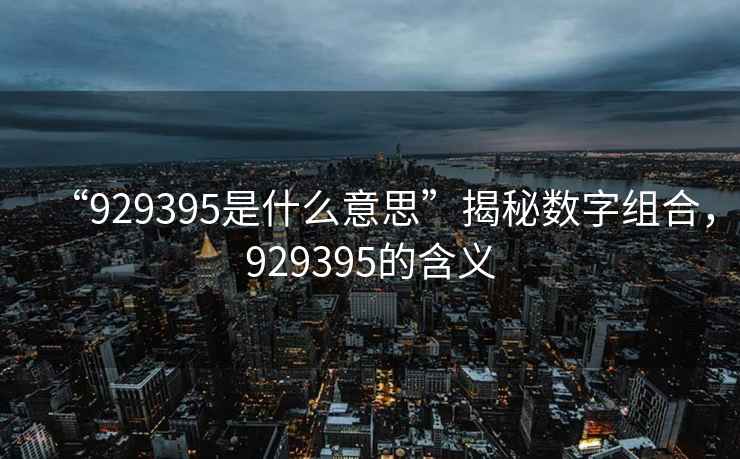 “929395是什么意思”揭秘?cái)?shù)字組合，929395的含義