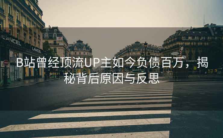 B站曾經(jīng)頂流UP主如今負債百萬，揭秘背后原因與反思