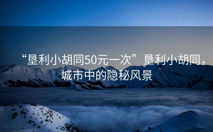 “墾利小胡同50元一次”墾利小胡同，城市中的隱秘風(fēng)景