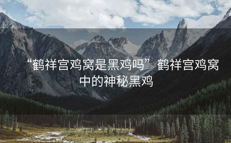 “鶴祥宮雞窩是黑雞嗎”鶴祥宮雞窩中的神秘黑雞