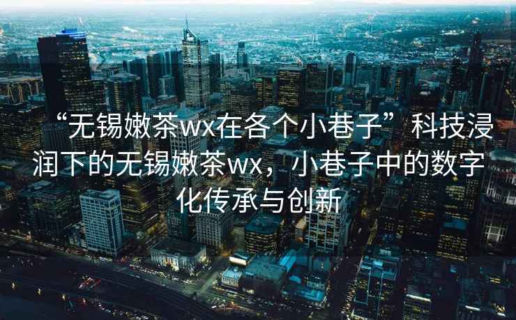 “無錫嫩茶wx在各個(gè)小巷子”科技浸潤下的無錫嫩茶wx，小巷子中的數(shù)字化傳承與創(chuàng)新