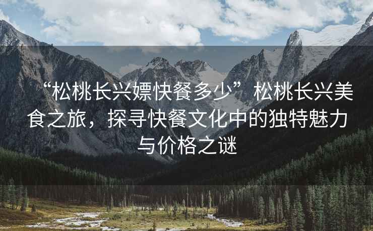 “松桃長興嫖快餐多少”松桃長興美食之旅，探尋快餐文化中的獨特魅力與價格之謎