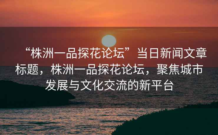 “株洲一品探花論壇”當日新聞文章標題，株洲一品探花論壇，聚焦城市發(fā)展與文化交流的新平臺