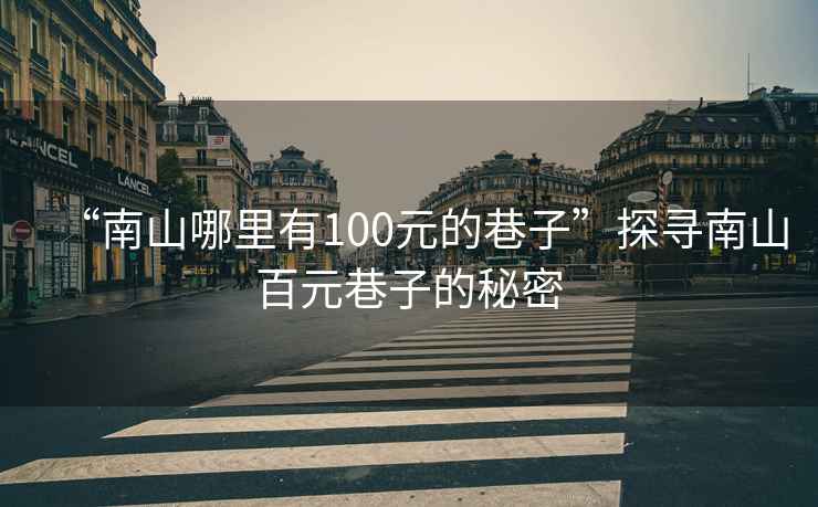 “南山哪里有100元的巷子”探尋南山百元巷子的秘密