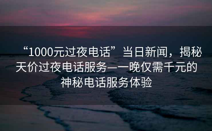 “1000元過夜電話”當(dāng)日新聞，揭秘天價(jià)過夜電話服務(wù)—一晚僅需千元的神秘電話服務(wù)體驗(yàn)