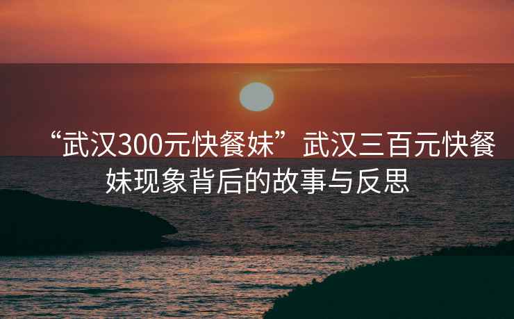 “武漢300元快餐妹”武漢三百元快餐妹現(xiàn)象背后的故事與反思