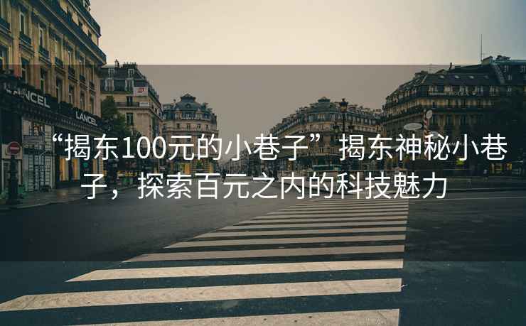 “揭東100元的小巷子”揭東神秘小巷子，探索百元之內(nèi)的科技魅力