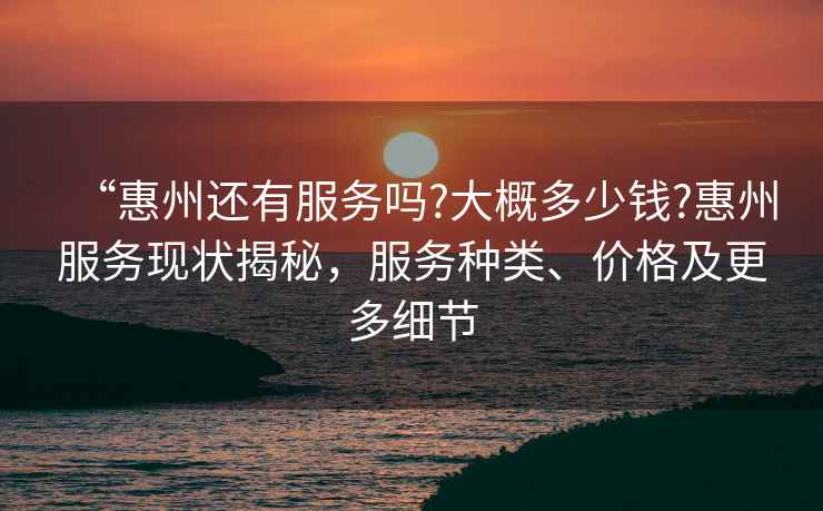 “惠州還有服務(wù)嗎?大概多少錢?惠州服務(wù)現(xiàn)狀揭秘，服務(wù)種類、價格及更多細節(jié)