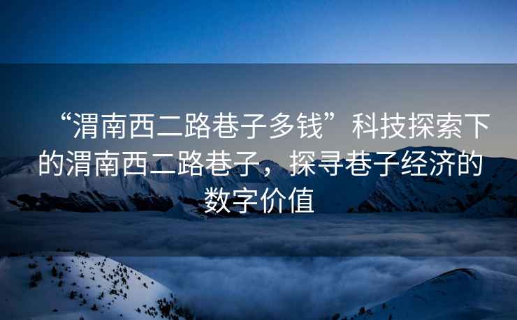 “渭南西二路巷子多錢”科技探索下的渭南西二路巷子，探尋巷子經(jīng)濟的數(shù)字價值