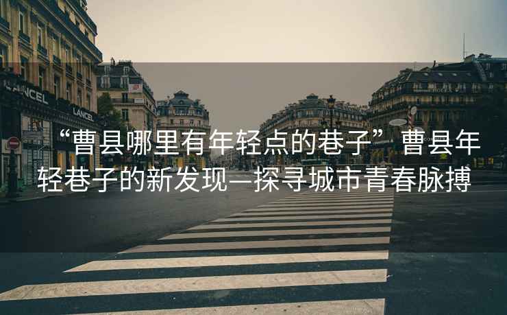 “曹縣哪里有年輕點的巷子”曹縣年輕巷子的新發(fā)現(xiàn)—探尋城市青春脈搏