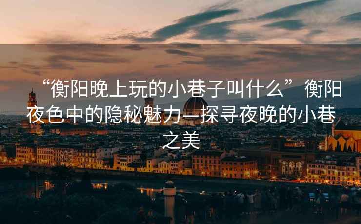 “衡陽晚上玩的小巷子叫什么”衡陽夜色中的隱秘魅力—探尋夜晚的小巷之美