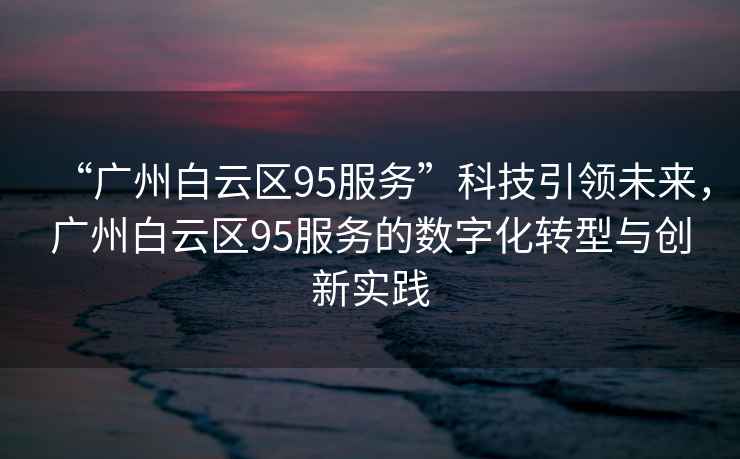 “廣州白云區(qū)95服務(wù)”科技引領(lǐng)未來，廣州白云區(qū)95服務(wù)的數(shù)字化轉(zhuǎn)型與創(chuàng)新實踐