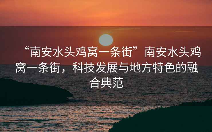 “南安水頭雞窩一條街”南安水頭雞窩一條街，科技發(fā)展與地方特色的融合典范