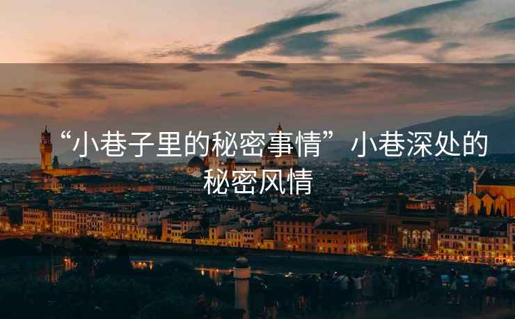 “小巷子里的秘密事情”小巷深處的秘密風情