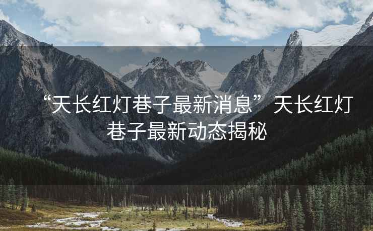 “天長紅燈巷子最新消息”天長紅燈巷子最新動態(tài)揭秘