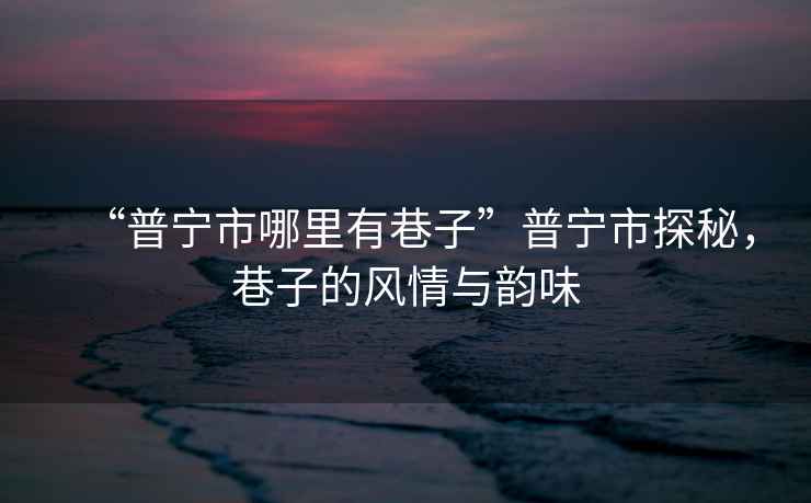 “普寧市哪里有巷子”普寧市探秘，巷子的風(fēng)情與韻味