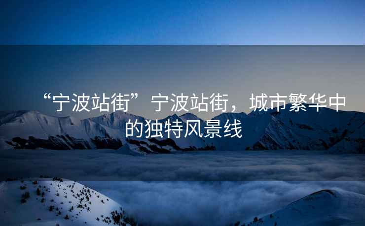 “寧波站街”寧波站街，城市繁華中的獨(dú)特風(fēng)景線