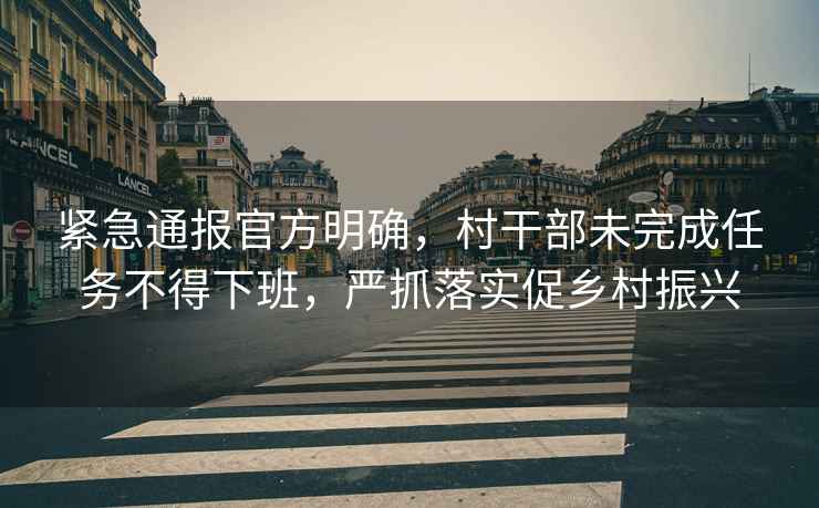 緊急通報(bào)官方明確，村干部未完成任務(wù)不得下班，嚴(yán)抓落實(shí)促鄉(xiāng)村振興