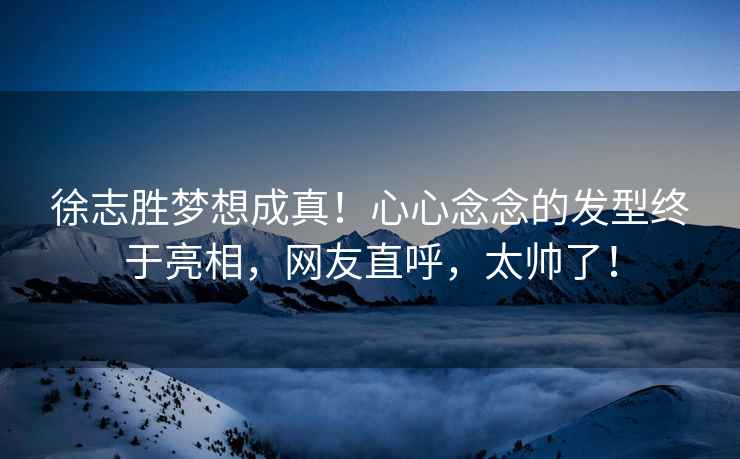 徐志勝夢(mèng)想成真！心心念念的發(fā)型終于亮相，網(wǎng)友直呼，太帥了！
