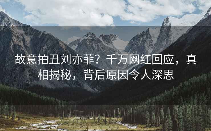 故意拍丑劉亦菲？千萬(wàn)網(wǎng)紅回應(yīng)，真相揭秘，背后原因令人深思