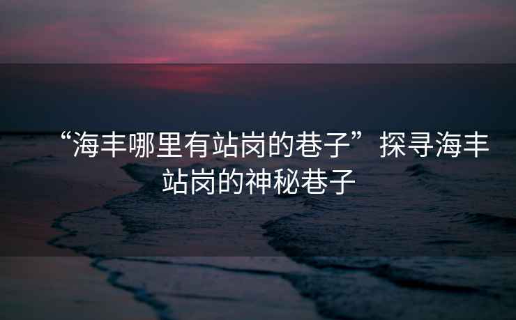 “海豐哪里有站崗的巷子”探尋海豐站崗的神秘巷子