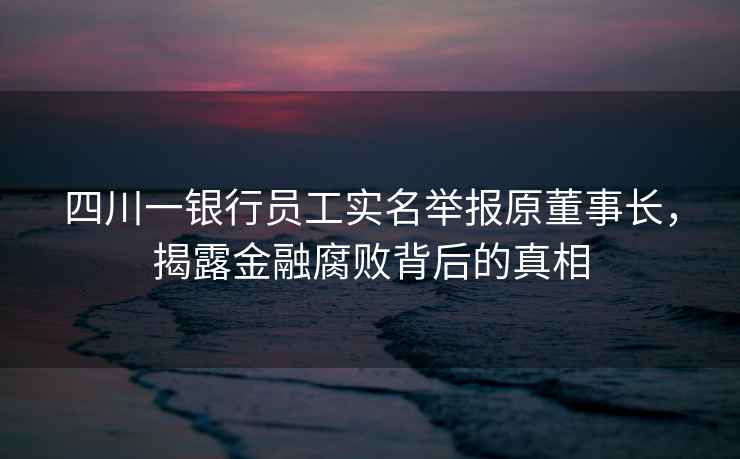 四川一銀行員工實名舉報原董事長，揭露金融腐敗背后的真相