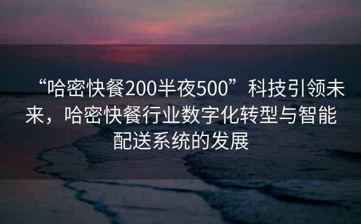 “哈密快餐200半夜500”科技引領(lǐng)未來，哈密快餐行業(yè)數(shù)字化轉(zhuǎn)型與智能配送系統(tǒng)的發(fā)展