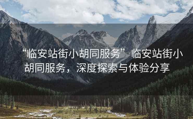 “臨安站街小胡同服務(wù)”臨安站街小胡同服務(wù)，深度探索與體驗(yàn)分享