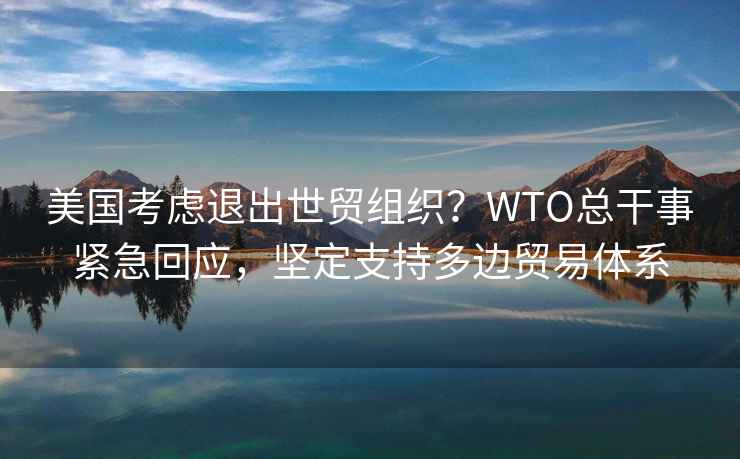 美國考慮退出世貿組織？WTO總干事緊急回應，堅定支持多邊貿易體系