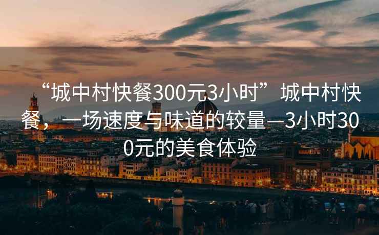 “城中村快餐300元3小時”城中村快餐，一場速度與味道的較量—3小時300元的美食體驗