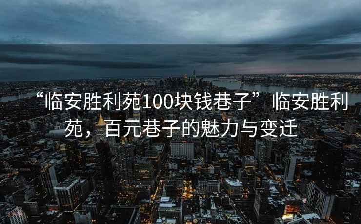 “臨安勝利苑100塊錢巷子”臨安勝利苑，百元巷子的魅力與變遷