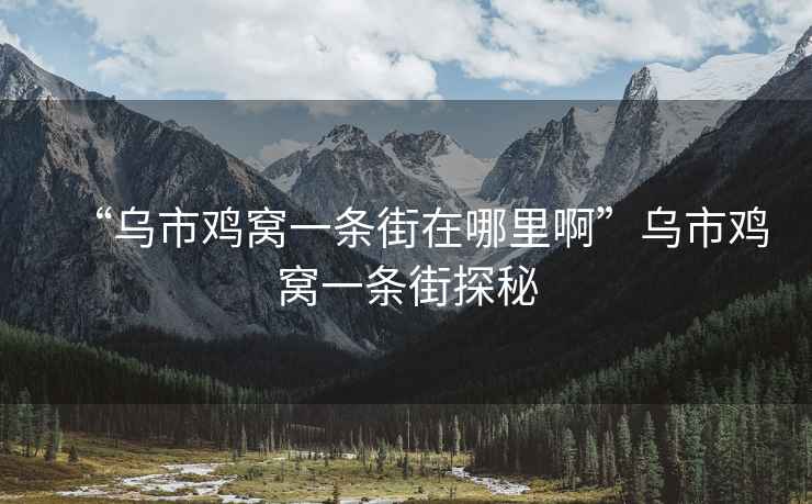 “烏市雞窩一條街在哪里啊”烏市雞窩一條街探秘