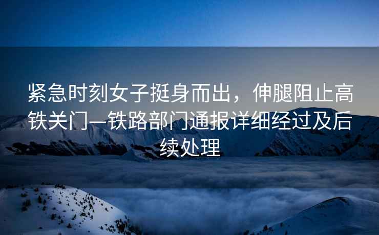 緊急時(shí)刻女子挺身而出，伸腿阻止高鐵關(guān)門—鐵路部門通報(bào)詳細(xì)經(jīng)過及后續(xù)處理