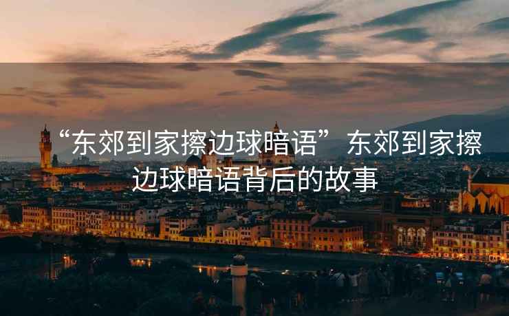 “東郊到家擦邊球暗語”東郊到家擦邊球暗語背后的故事