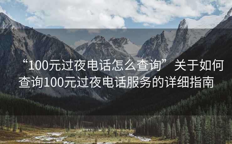 “100元過夜電話怎么查詢”關于如何查詢100元過夜電話服務的詳細指南