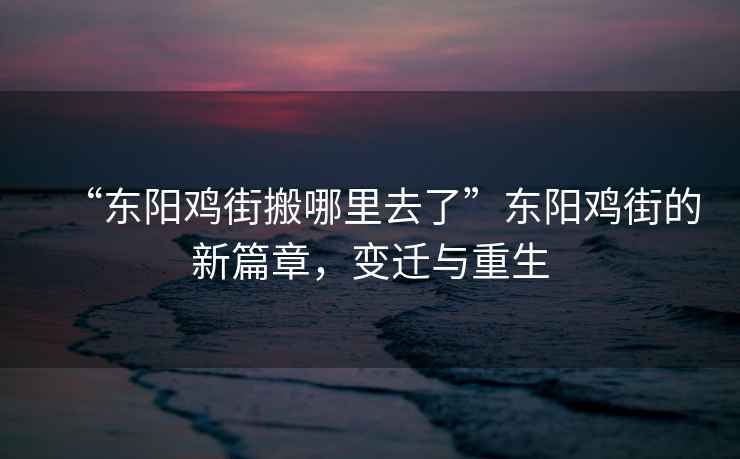 “東陽(yáng)雞街搬哪里去了”東陽(yáng)雞街的新篇章，變遷與重生
