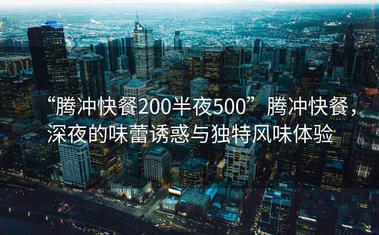 “騰沖快餐200半夜500”騰沖快餐，深夜的味蕾誘惑與獨特風(fēng)味體驗