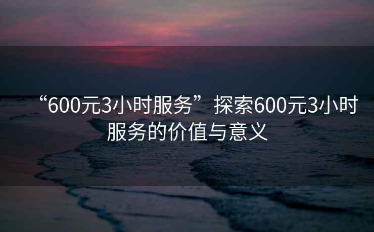 “600元3小時服務”探索600元3小時服務的價值與意義