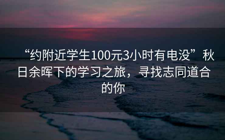 “約附近學(xué)生100元3小時(shí)有電沒”秋日余暉下的學(xué)習(xí)之旅，尋找志同道合的你