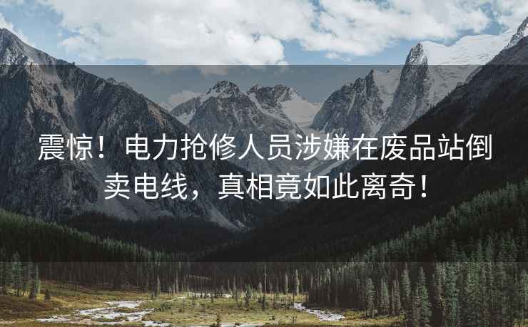 震驚！電力搶修人員涉嫌在廢品站倒賣電線，真相竟如此離奇！