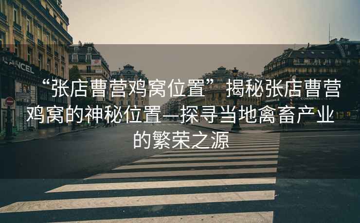 “張店曹營(yíng)雞窩位置”揭秘張店曹營(yíng)雞窩的神秘位置—探尋當(dāng)?shù)厍菪螽a(chǎn)業(yè)的繁榮之源