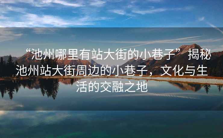 “池州哪里有站大街的小巷子”揭秘池州站大街周邊的小巷子，文化與生活的交融之地